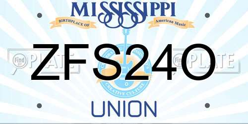 ZFS24O Mississippi License Plate