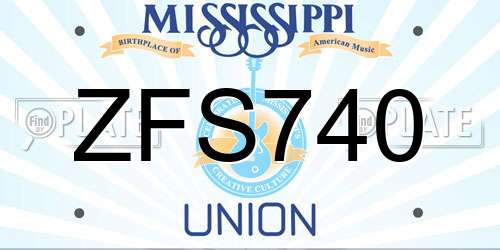 ZFS740 Mississippi License Plate