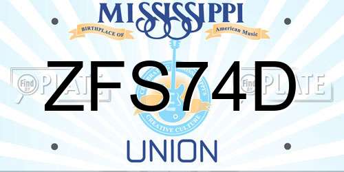 ZFS74D Mississippi License Plate