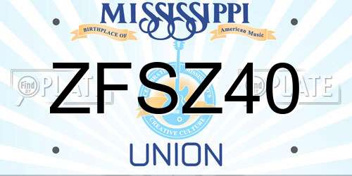 ZFSZ40 Mississippi License Plate