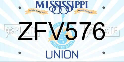 ZFV576 Mississippi License Plate