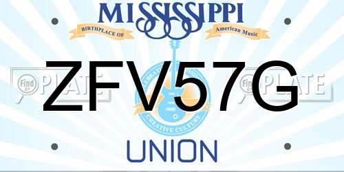 ZFV57G Mississippi License Plate
