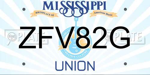 ZFV82G Mississippi License Plate