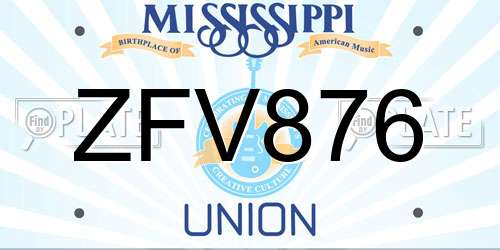 ZFV876 Mississippi License Plate