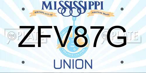 ZFV87G Mississippi License Plate