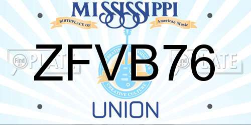 ZFVB76 Mississippi License Plate