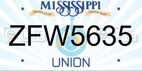 ZFW5635 Mississippi License Plate