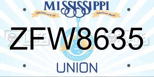 ZFW8635 Mississippi License Plate