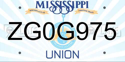 ZG0G975 Mississippi License Plate