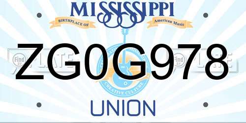 ZG0G978 Mississippi License Plate