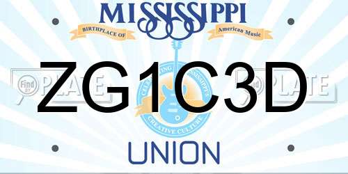 ZG1C3D Mississippi License Plate
