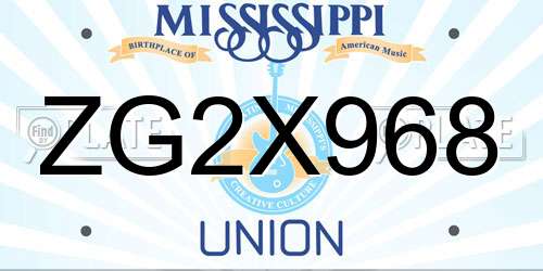 ZG2X968 Mississippi License Plate