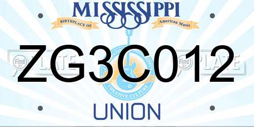 ZG3C012 Mississippi License Plate