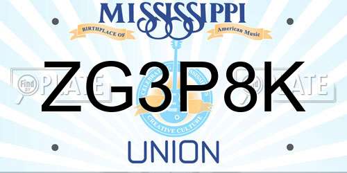 ZG3P8K Mississippi License Plate
