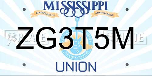 ZG3T5M Mississippi License Plate