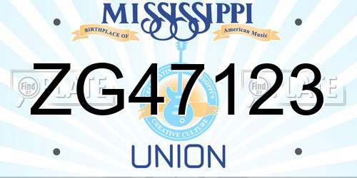 ZG47123 Mississippi License Plate