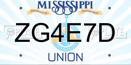 ZG4E7D Mississippi License Plate