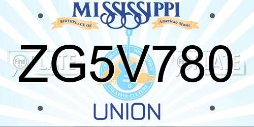 ZG5V780 Mississippi License Plate