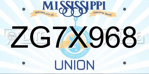 ZG7X968 Mississippi License Plate