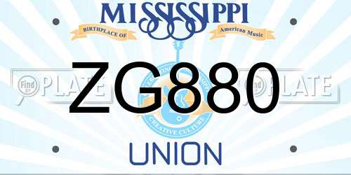 ZG880 Mississippi License Plate