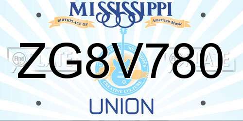 ZG8V780 Mississippi License Plate