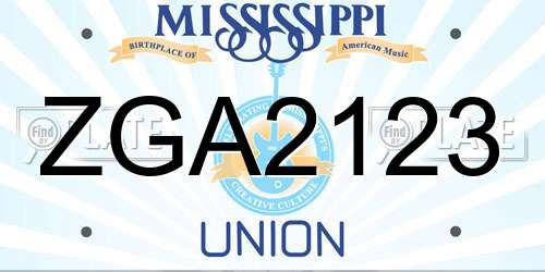 ZGA2123 Mississippi License Plate