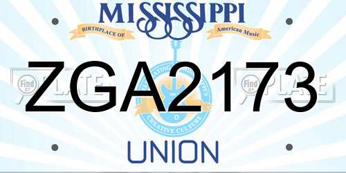 ZGA2173 Mississippi License Plate