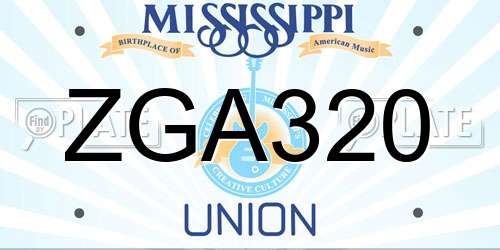 ZGA320 Mississippi License Plate