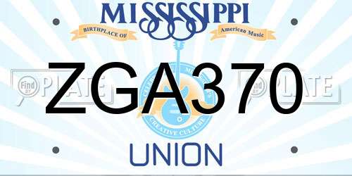 ZGA370 Mississippi License Plate