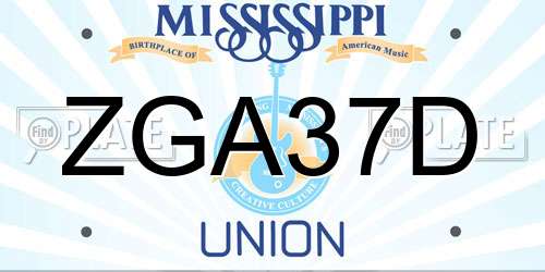 ZGA37D Mississippi License Plate