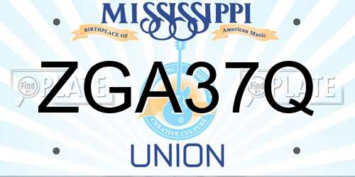 ZGA37Q Mississippi License Plate