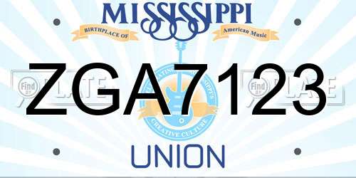 ZGA7123 Mississippi License Plate