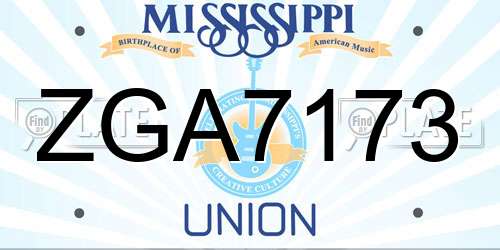 ZGA7173 Mississippi License Plate