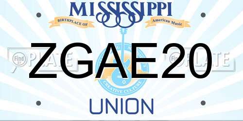 ZGAE20 Mississippi License Plate