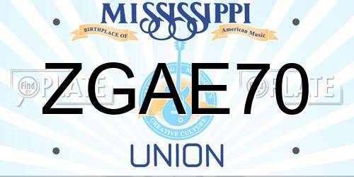 ZGAE70 Mississippi License Plate