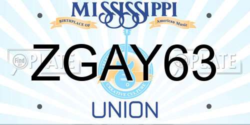 ZGAY63 Mississippi License Plate