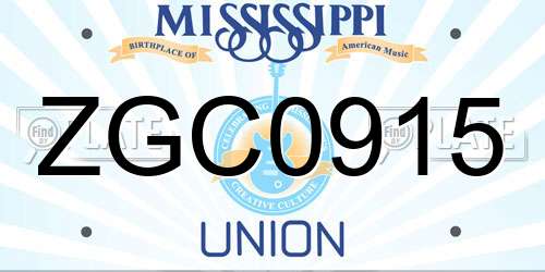 ZGC0915 Mississippi License Plate