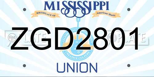 ZGD2801 Mississippi License Plate