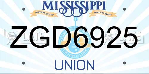 ZGD6925 Mississippi License Plate