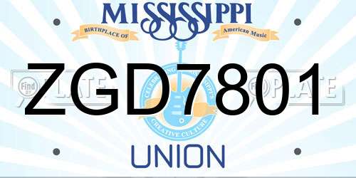 ZGD7801 Mississippi License Plate