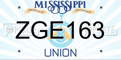 ZGE163 Mississippi License Plate