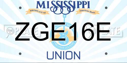 ZGE16E Mississippi License Plate