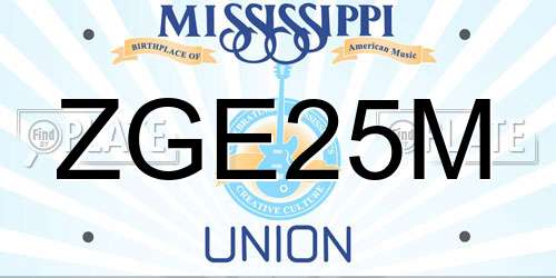 ZGE25M Mississippi License Plate