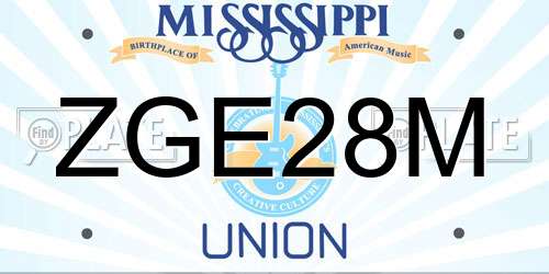 ZGE28M Mississippi License Plate