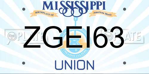 ZGEI63 Mississippi License Plate