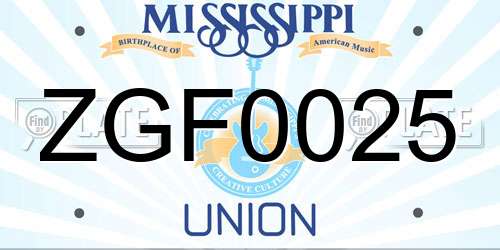 ZGF0025 Mississippi License Plate