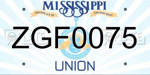 ZGF0075 Mississippi License Plate