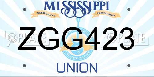 ZGG423 Mississippi License Plate