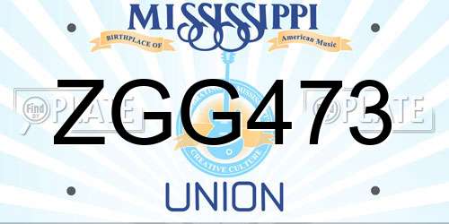 ZGG473 Mississippi License Plate