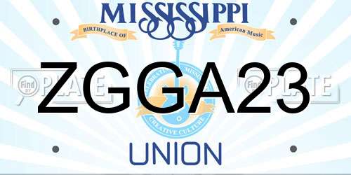 ZGGA23 Mississippi License Plate